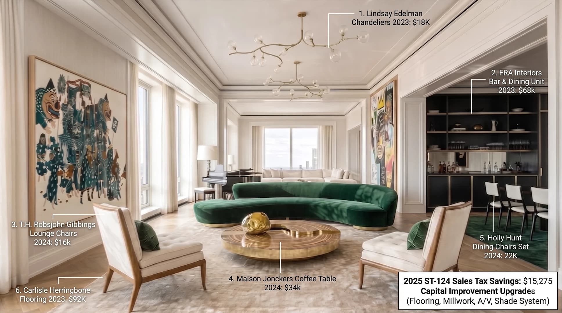 A residence documented in full, every significant improvement identified, attributed, and priced to basis